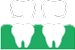 Dental crowns being placed over two teeth icon