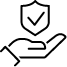 Icon of hand holding checkmarked shield