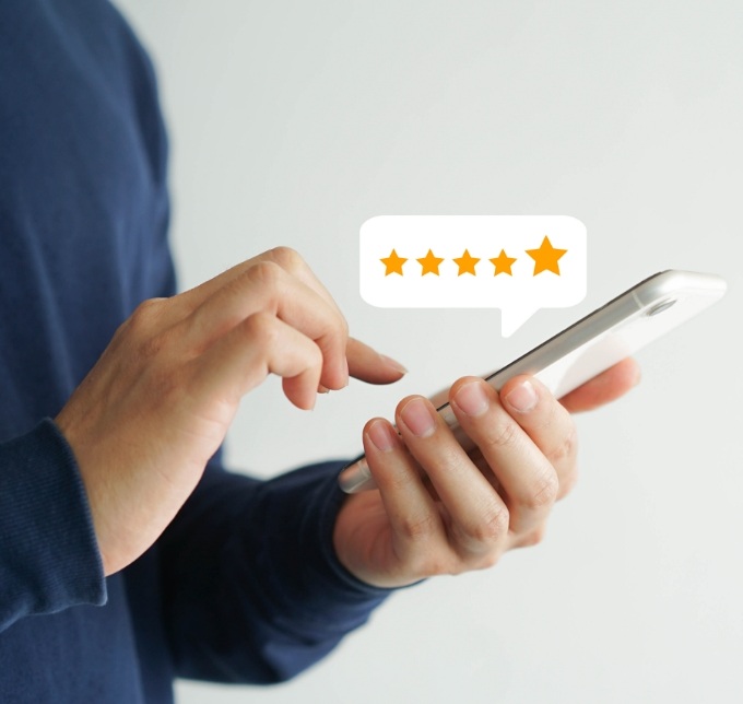 Leaving five star review on a cell phone