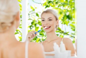 woman brushing spring